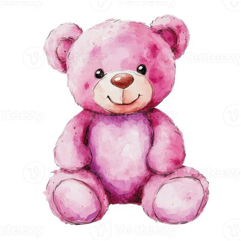 Pink Teddy Bear In A Whimsical Style 49114406 Png