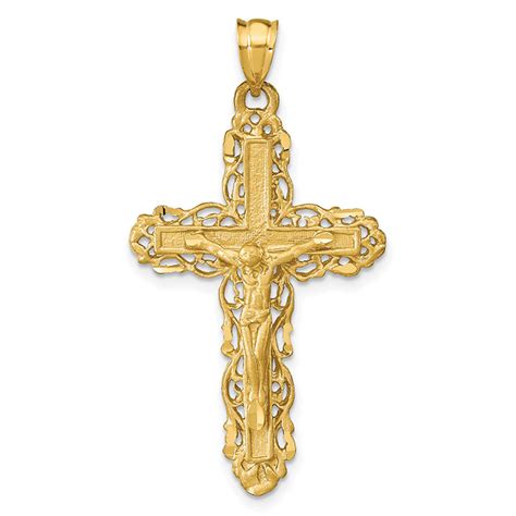 Ornate Crucifix Pendant 14k Yellow Gold