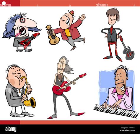 Cartoon Illustration Set of Musicians Characters Playing Musical ...