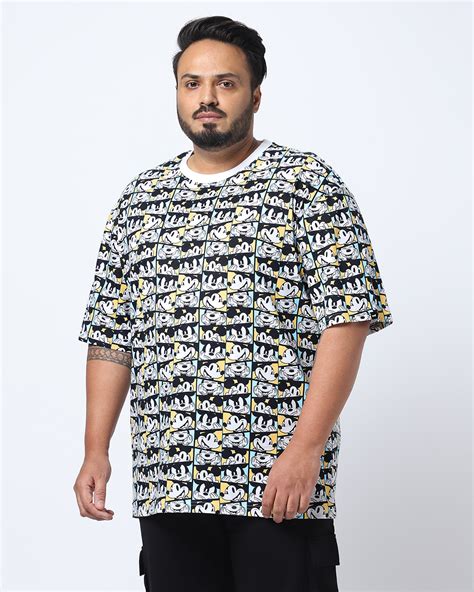 Buy Men S Black All Over Printed Oversized Plus Size T Shirt For Men