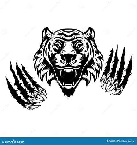 Tiger Head And Claws Design Element For Logo Emblem Sign Poster T