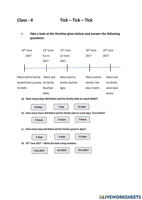 Time Online Exercise For Grade Live Worksheets Worksheets Library