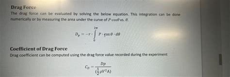 Solved Calculate Drag Forces Using Integral Equation For Chegg