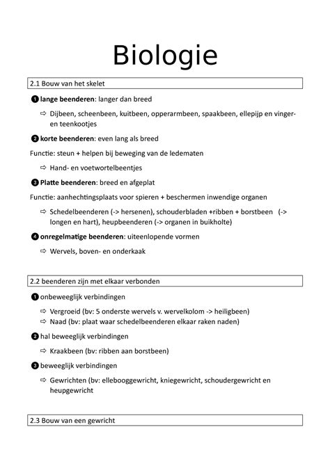 Samenvatting Spieren Biologie Thema Biologie Bouw Van Het Skelet