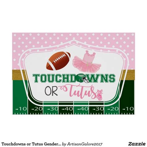 Touchdowns Or Tutus Gender Reveal Backdrop Poster Zazzle Tutus