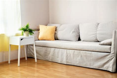 Premium Photo Modern Gray Sofa With Yellow Pillow In Living Room