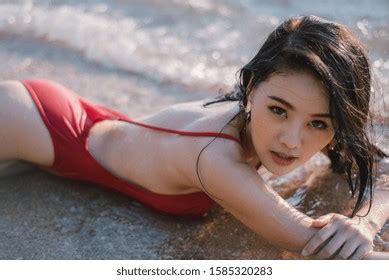 Sexy Asia Woman Red Bikini One Stock Photo Shutterstock