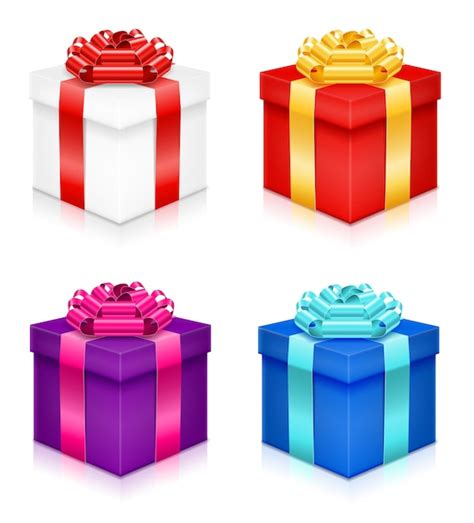 Caja de regalo con lazo y cinta stock vector ilustración Vector Premium