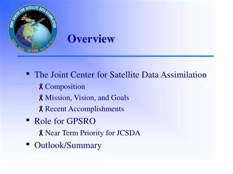 Ppt Joint Center For Satellite Data Assimilation Mission Vision