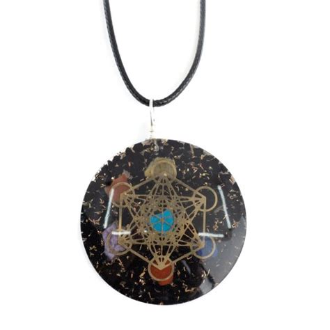 Pendentif Orgonite Tourmaline Noire Chakras Metatron Zenvol