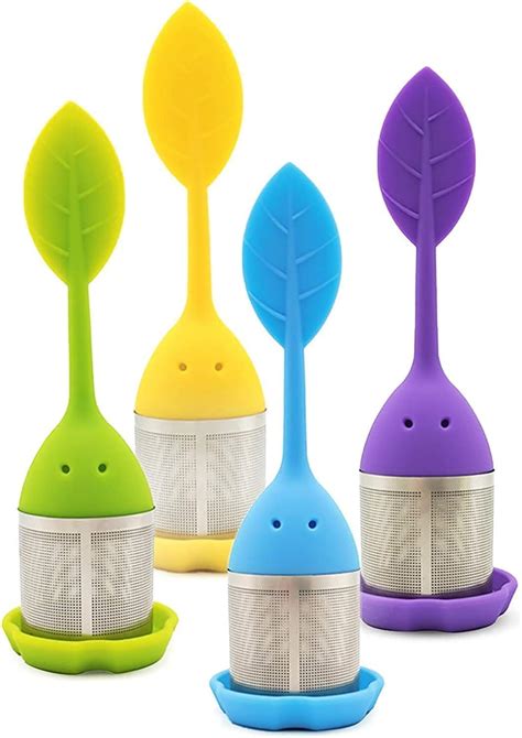 Lot de 4 infuseurs à thé en acier inoxydable et silicone Passoire à