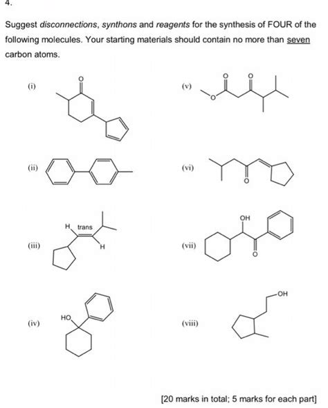 Solved 4 Suggest Disconnections Synthons And Reagents For Chegg