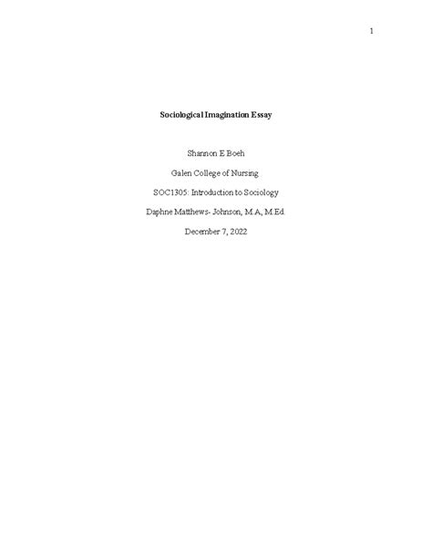 Sociological Imagination Essay Boeh Final Sociological Imagination