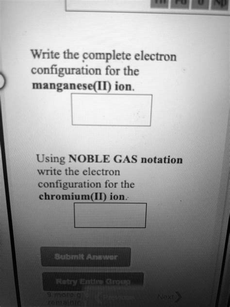 SOLVED: Write the complete electron configuration for the manganese(I ...