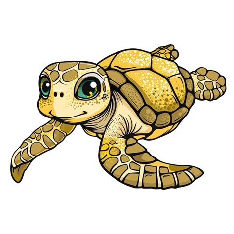 Premium Vector | A drawing of a turtle with a green eye and yellow eyes