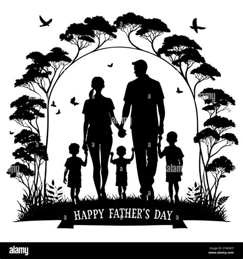 Father S Day Silhouette Design Son And Father Hand Drawn Vector