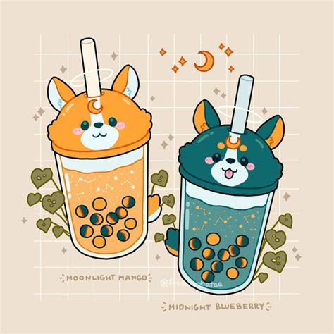 Corgi Boba An Art Print By Freshbobatae Pegatinas Bonitas