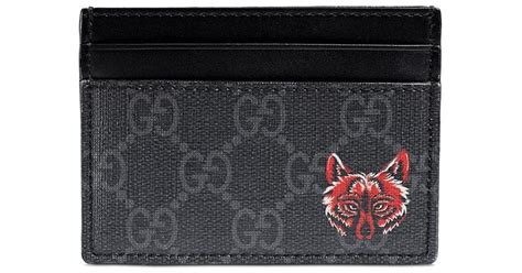 Gucci Leather GG Card Case With Wolf Head In Black For Men Lyst