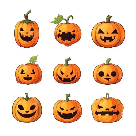 Cute Little Jack O Lantern Vector Set Halloween Jack O Lantern