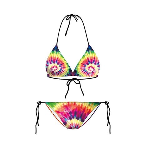 Women S Tie Dye Bikini String Triangle Two Piece Swimsuit Etsy