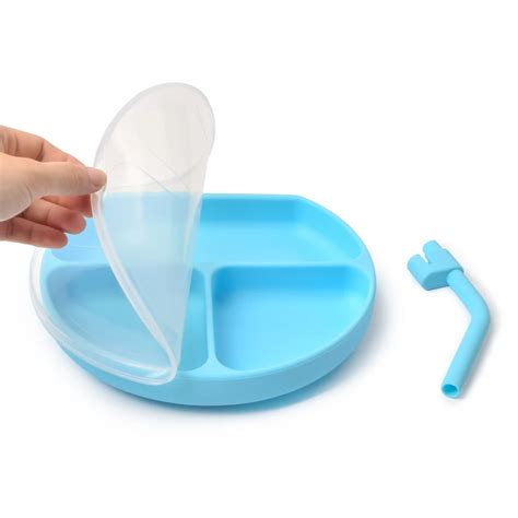 Divided Toddler Plates Skid Resistant Unbreakable Feeding Set Suction ...