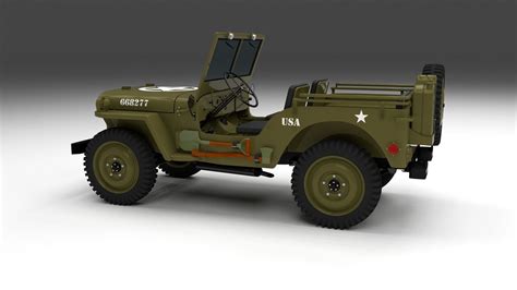 Full W Chassis Jeep Willys Mb Military D Model Cgtrader