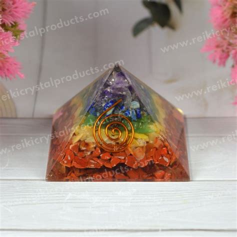 7 Chakra Natural Orgone Orgonite Pyramid 40 Mm