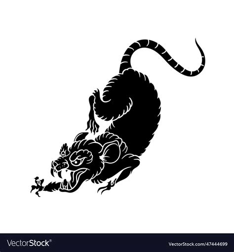 Hand drawn of rat traditional tattoo silhouette Vector Image