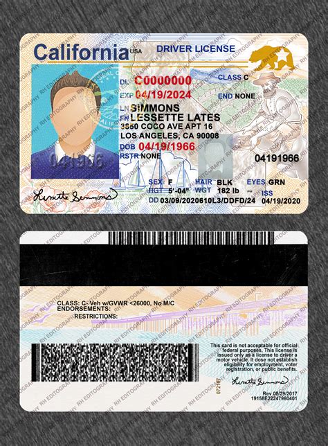 California Driver License Psd Template Rh Editography