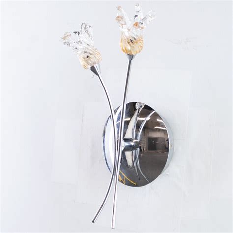 Litecraft Wall Light 2 Arm With Floral Glass Shades Polished Chrome Clearance Ebay