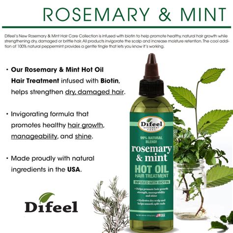 Difeel Rosemary And Mint Hot Oil Hair Treatment With Biotin 8 Oz Difeel Find Your Natural