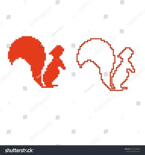 Pixel Art Squirrel Character Isolated On Stock Vector Royalty Free