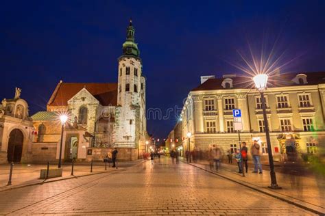 Architecture of the Old Town in Krakow at Night Stock Image - Image of ...