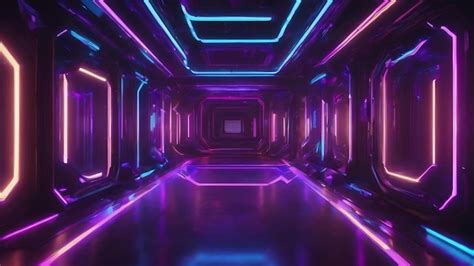 Premium Photo Futuristic Scifi Abstract Blue And Purple Neon Light