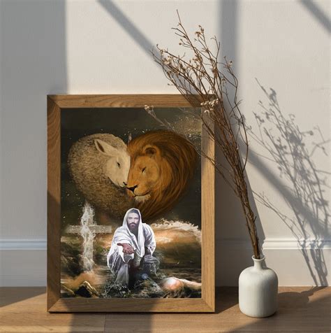 Jesus Lion And Lamb Jesus Outstretched Hands Saves Canvas Prints And Viralcitron