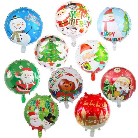 10pcs 18 Inch Round Christmas Decorations Foil Balloons Santa Claus