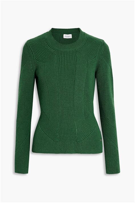 Ferragamo Ribbed Wool And Cashmere Blend Sweater The Outnet