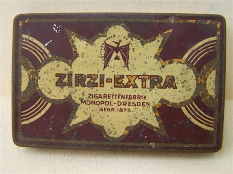 Ancienne Cigarettes Boite De Conserve Zirzi Extra Usine Monopol Dresden