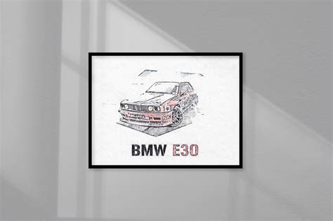 BMW E30 Sketch Pencil Watercolor Poster Home Decor Sport - Etsy