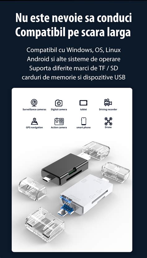 Hub 6 In 1 Cititor De Carduri USB Flash Disk Type C USB OTG TF SD