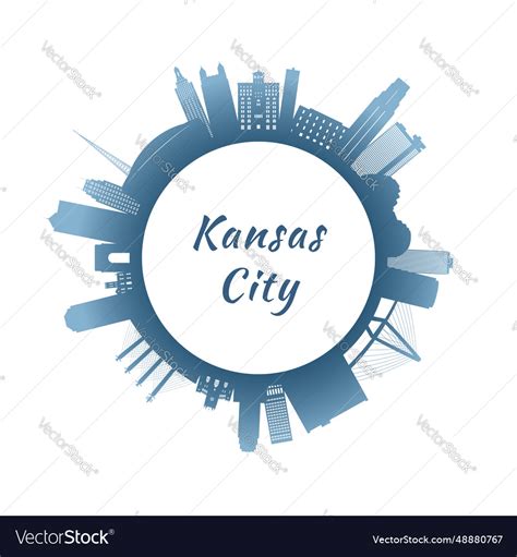 Kansas city skyline with colorful buildings Vector Image