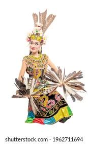 Asian Woman Dancing East Kalimantan Traditional Stock Photo