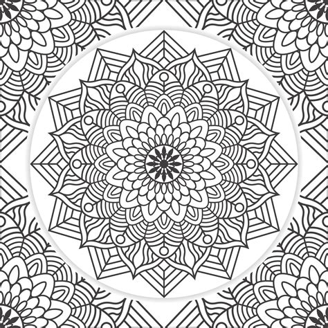 Colouring pages KDP interior for adults, Mandala flower line art for