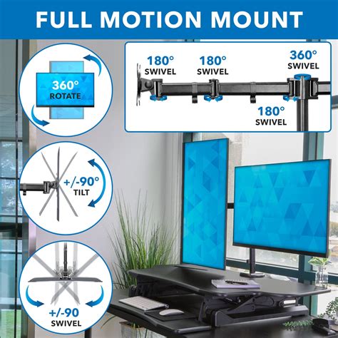 Extra Wide Sit-Stand Desk Converter with Dual Monitor Mount – Mount-It!