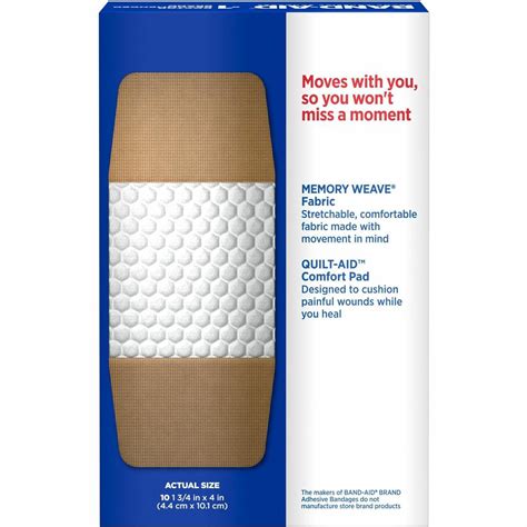 Band-Aid Flex Extra Large Bandages - 1.25" x 4" - 10/Box - Tan