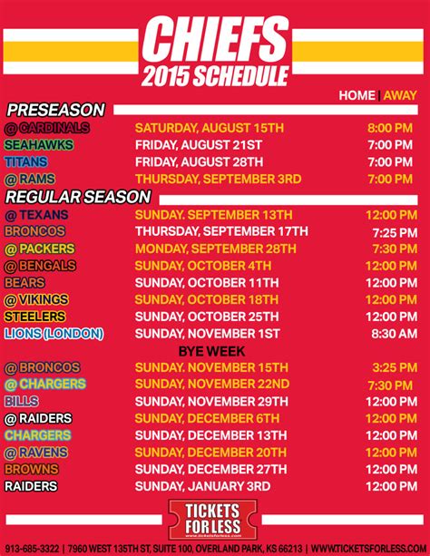 Chiefs-Printable-Schedule-2015 - Kansas City Chiefs Schedule