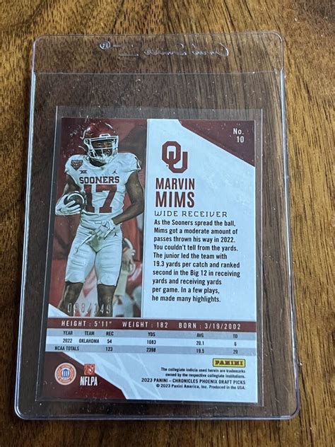 Panini Chronicles Draft Picks Phoenix Red Marvin Mims