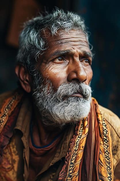 Premium Photo | Portrait of an old Indian man with a beard and mustache