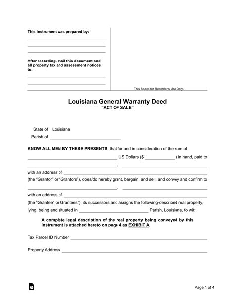 Free Louisiana Quit Claim Deed Form Pdf Word Eforms