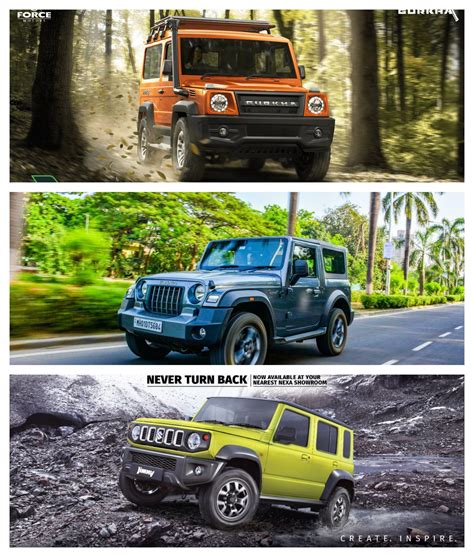 Maruti Jimny Vs Mahindra Thar Vs Force Gurkha